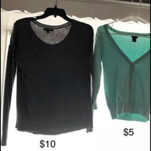 Shirts, one cardigan and one long sleeve
